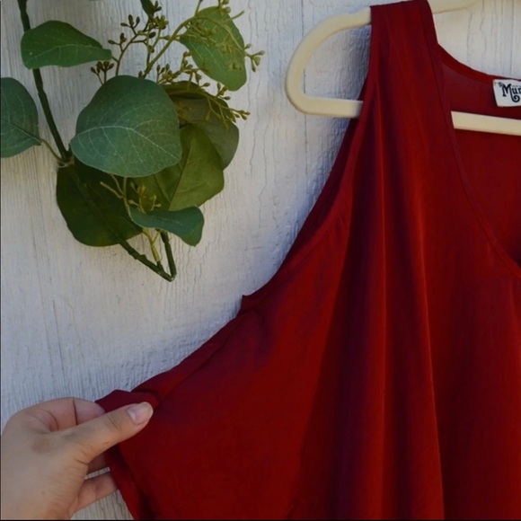 Show Me Your Mumu Red Wine Cold Shoulder Dress - worn once - Picture 8 of 8